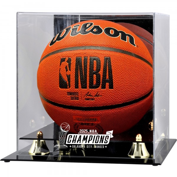 Мяч Oklahoma City Thunder Fanatics Authentic Golden Classic 2025 NBA Finals Champions Logo Basketball Display Case