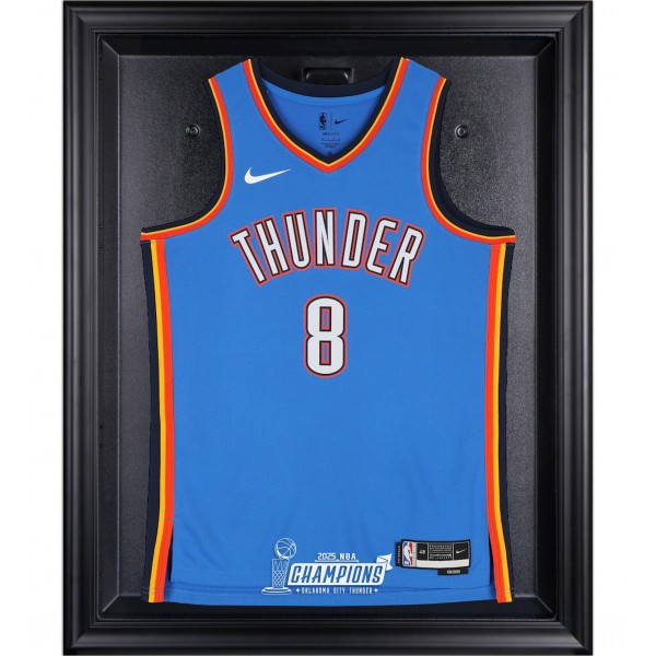 Форма Oklahoma City Thunder Fanatics Authentic Black Framed 2025 NBA Finals Champions Logo Jersey Display Case