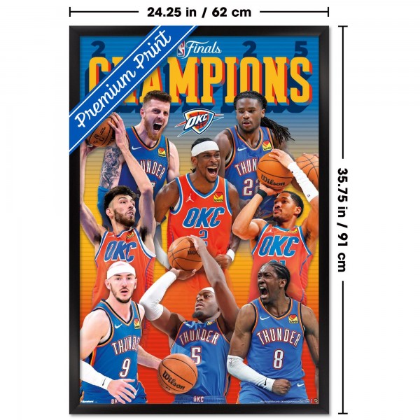 Постер Oklahoma City Thunder 2025 NBA Finals Champions Framed 22.375 x 34