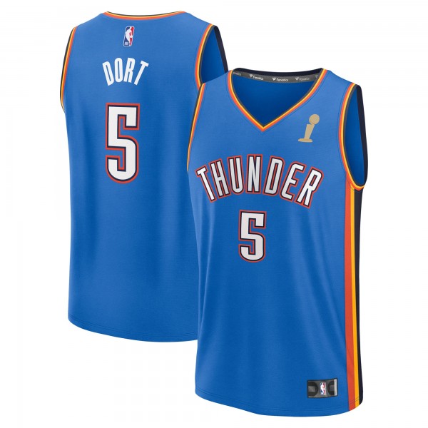 Игровая джерси Youth Oklahoma City Thunder Luguentz Dort Fanatics Blue 2025 NBA Finals Champions Fast Break Replica Player - Icon Edition