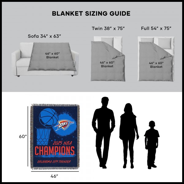 Одеяло Oklahoma City Thunder The Northwest Group 2025 NBA Finals Champions 48 x 60 Tapestry Throw