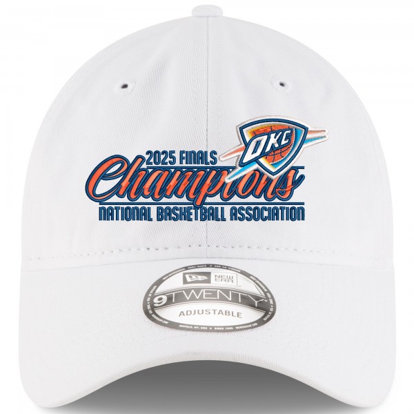 Бейсболка Oklahoma City Thunder New Era White 2025 NBA Finals Champions Script 9TWENTY