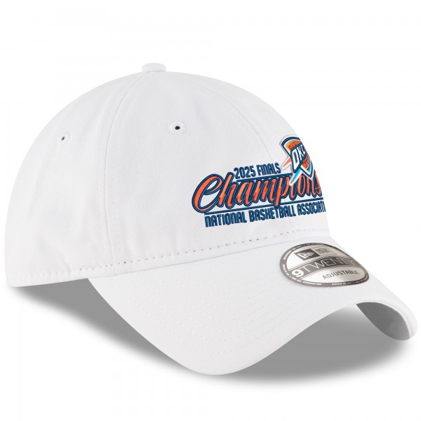 Бейсболка Oklahoma City Thunder New Era White 2025 NBA Finals Champions Script 9TWENTY