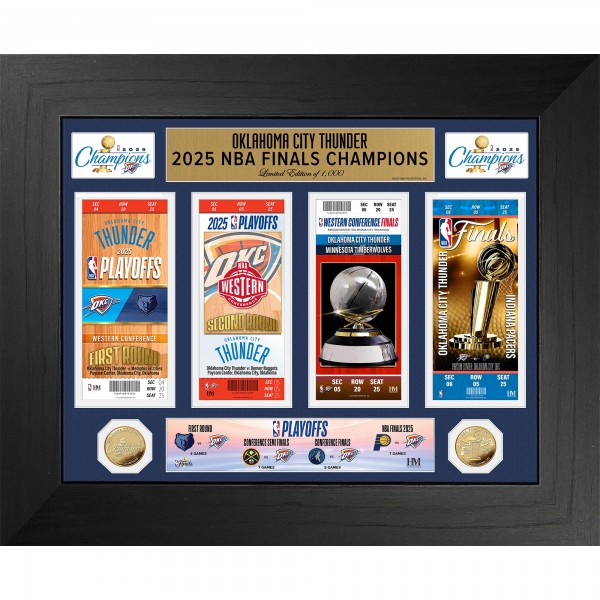 Монета и фото Oklahoma City Thunder Highland Mint 2025 NBA Finals Champions 18 x 22 Deluxe Ticket & Gold Coin Collection Photo Mint