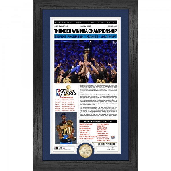 Монета и фото Oklahoma City Thunder Highland Mint 2025 NBA Finals Champions 12 x 20 Front Page News Cover Bronze Coin Photo Mint