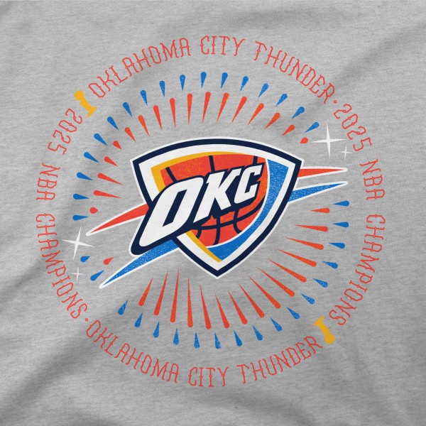 Толстовка Unisex Oklahoma City Thunder Stadium Essentials Heather Gray 2025 NBA Finals Champions Chosen One