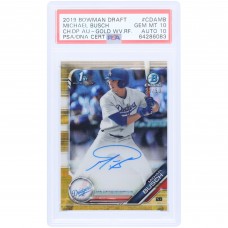 Michael Busch Los Angeles Dodgers Autographed 2019 Bowman Chrome 1st Bowman Gold Wave Refractor #CDA-MB #23/50 PSA Authenticated 10/10 Card