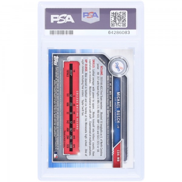 Michael Busch Los Angeles Dodgers Autographed 2019 Bowman Chrome 1st Bowman Gold Wave Refractor #CDA-MB #23/50 PSA Authenticated 10/10 Card