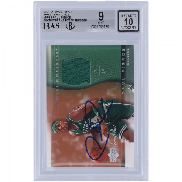 Paul Pierce Boston Celtics Autographed 2003-04 Upper Deck Sweet Shot Sweet Swatches Jersey Relic #PP-SS Beckett Fanatics Witnessed Authenticated 9/10 Card