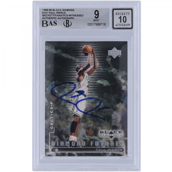 Paul Pierce Boston Celtics Autographed 1998-99 Upper Deck Black Diamond #101 Beckett Fanatics Witnessed Authenticated 9/10 Rookie Card
