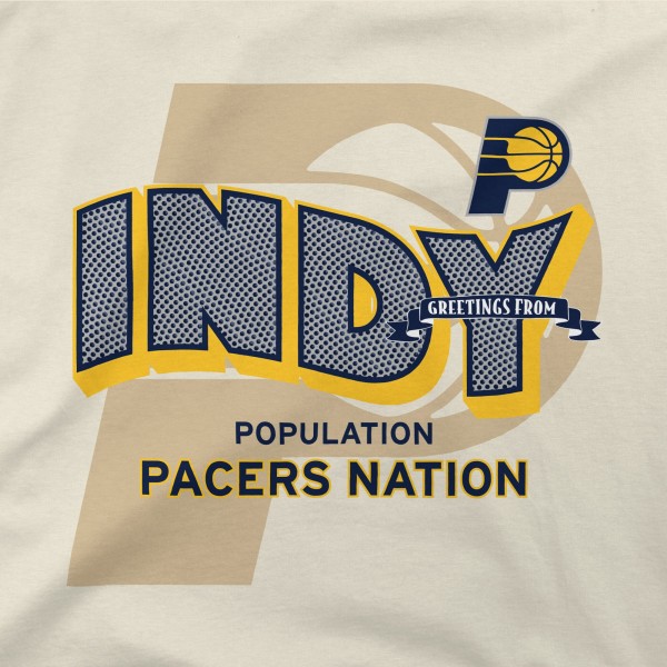 Unisex Indiana Pacers Stadium Essentials Natural Greetings From T-Shirt