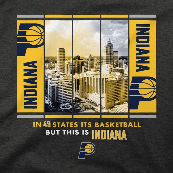 Unisex Indiana Pacers Stadium Essentials Charcoal Skyline Boxout T-Shirt