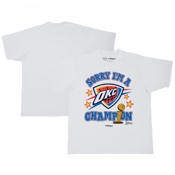 Футболка Unisex Oklahoma City Thunder Stadium Essentials White 2025 NBA Finals Champions Sorry Im A Champion Urban