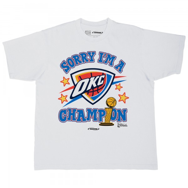 Футболка Unisex Oklahoma City Thunder Stadium Essentials White 2025 NBA Finals Champions Sorry Im A Champion Urban