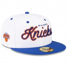 Бейсболка New York Knicks Malbon Golf x New Era White/Blue 59FIFTY