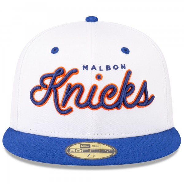 Бейсболка New York Knicks Malbon Golf x New Era White/Blue 59FIFTY