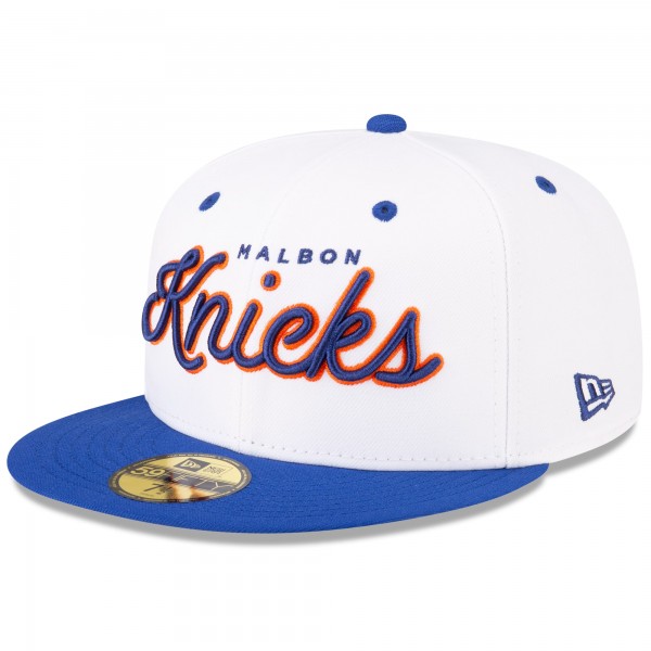 Бейсболка New York Knicks Malbon Golf x New Era White/Blue 59FIFTY