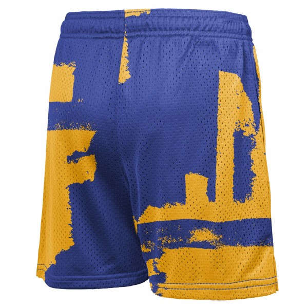 Подростковая Golden State Warriors Nike Royal/Gold Courtside Pro Shot Dri-FIT Mesh Practice Shorts