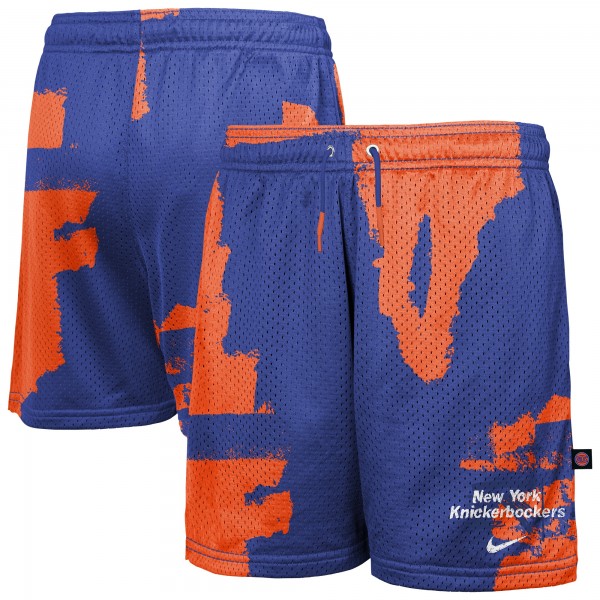 Подростковая New York Knicks Nike Blue Courtside Pro Shot Dri-FIT Mesh Practice Shorts