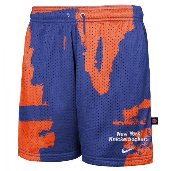 Подростковая New York Knicks Nike Blue Courtside Pro Shot Dri-FIT Mesh Practice Shorts