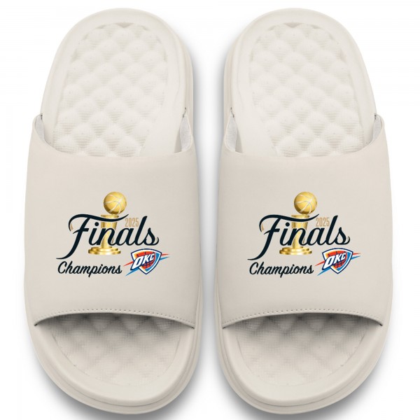 Шлепки Unisex Oklahoma City Thunder ISlide Cream 2025 NBA Finals Champions Motive