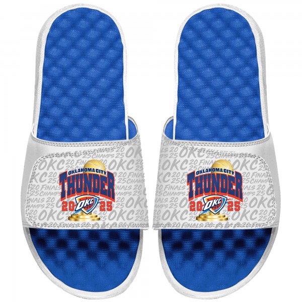 Шлепки Unisex Oklahoma City Thunder ISlide White 2025 NBA Finals Champions