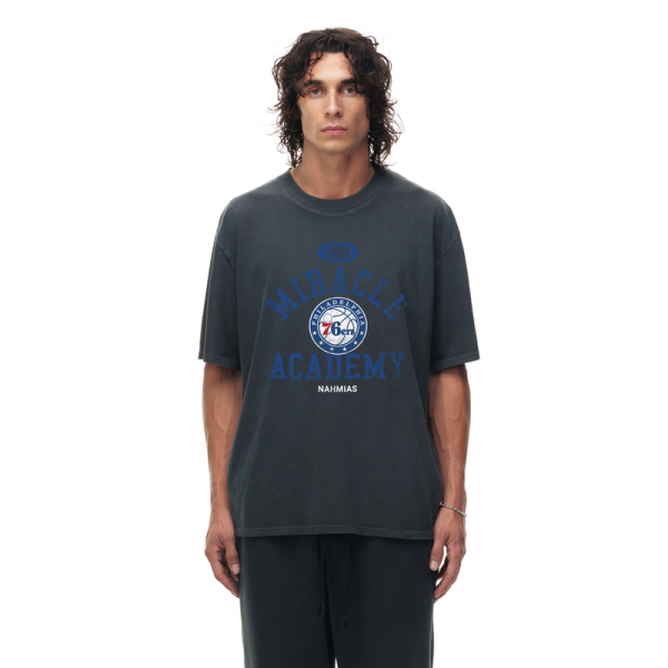 Unisex Philadelphia 76ers Heather Black Miracle Academy x NBA Collection Vintage Boxy T-shirt