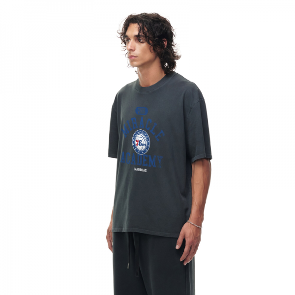 Unisex Philadelphia 76ers Heather Black Miracle Academy x NBA Collection Vintage Boxy T-shirt