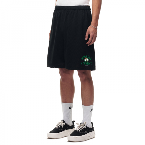 Unisex Boston Celtics Black Miracle Academy x NBA Collection Baggy Mesh P.E. Shorts
