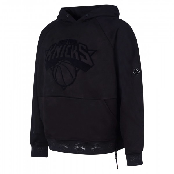 New York Knicks Protege Black Eco-Friendly Functional Suede Fashion Tonal Hoodie