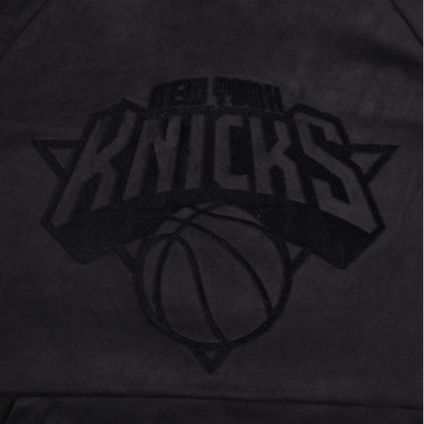 New York Knicks Protege Black Eco-Friendly Functional Suede Fashion Tonal Hoodie