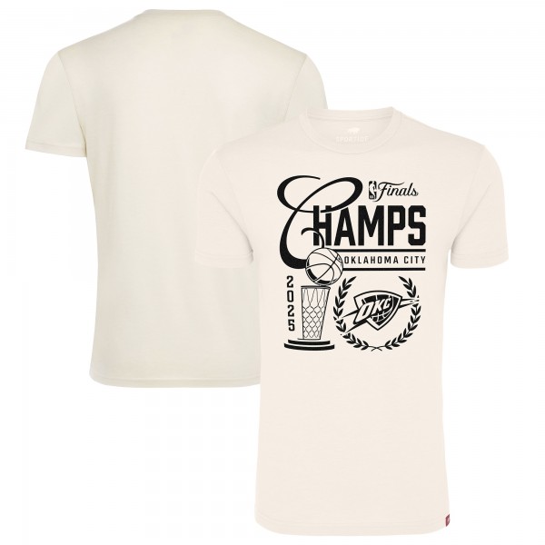 Футболка Unisex Oklahoma City Thunder Sportiqe Cream 2025 NBA Finals Champions Metallic Logo Tri-Blend
