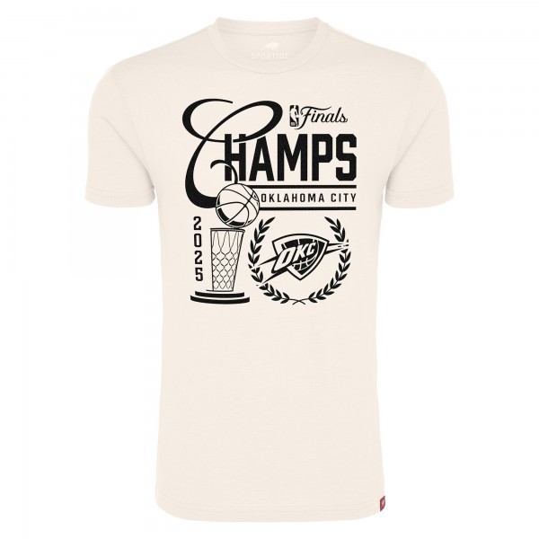 Футболка Unisex Oklahoma City Thunder Sportiqe Cream 2025 NBA Finals Champions Metallic Logo Tri-Blend