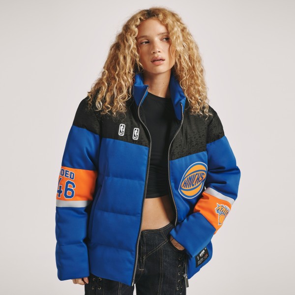 Unisex New York Knicks Off Season x NBA Blue Standard Puffer Jacket