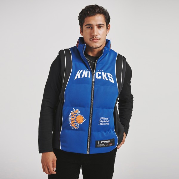 Unisex New York Knicks Off Season x NBA Blue Team Puffer Vest