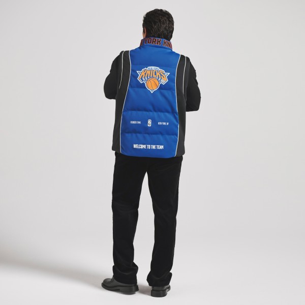 Unisex New York Knicks Off Season x NBA Blue Team Puffer Vest