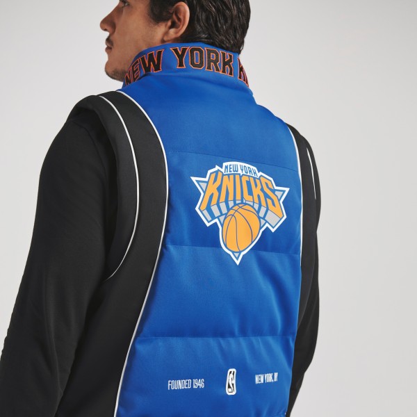 Unisex New York Knicks Off Season x NBA Blue Team Puffer Vest
