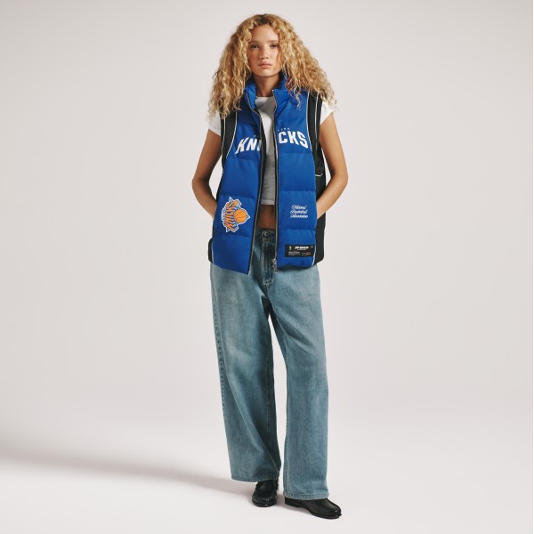 Unisex New York Knicks Off Season x NBA Blue Team Puffer Vest