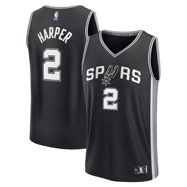 Джерси San Antonio Spurs Dylan Harper Fanatics Black 2025 NBA Draft First Round Pick Fast Break Replica - Icon Edition