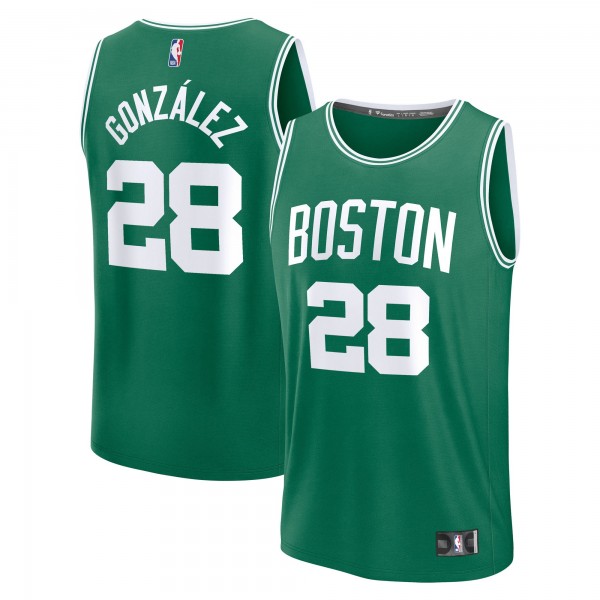 Подростковая Boston Celtics Hugo Gonzalez Fanatics Kelly Green 2025 NBA Draft First Round Pick Fast Break Replica Jersey - Icon Edition