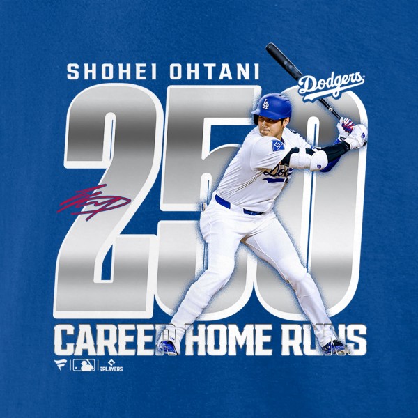 Los Angeles Dodgers Shohei Ohtani Royal 250 Home Runs T-Shirt
