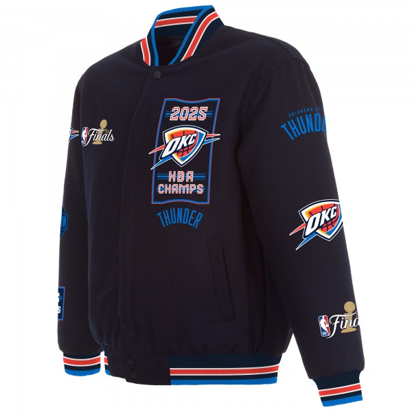 Куртка на кнопках Oklahoma City Thunder JH Design Navy 2025 NBA Finals Champions Reversible Wool