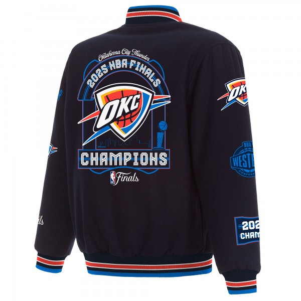Куртка на кнопках Oklahoma City Thunder JH Design Navy 2025 NBA Finals Champions Reversible Wool