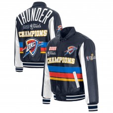 Куртка на кнопках Oklahoma City Thunder JH Design Navy 2025 NBA Finals Champions Leather