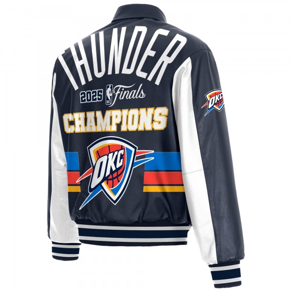 Куртка на кнопках Oklahoma City Thunder JH Design Navy 2025 NBA Finals Champions Leather