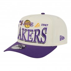 Бейсболка Los Angeles Lakers New Era Cream/Purple Stretched 2-Tone A-Frame 9FIFTY