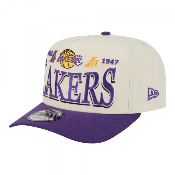 Бейсболка Los Angeles Lakers New Era Cream/Purple Stretched 2-Tone A-Frame 9FIFTY
