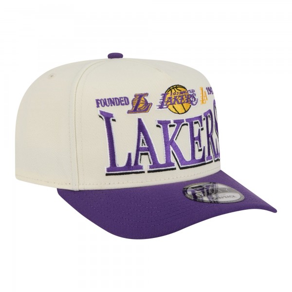 Бейсболка Los Angeles Lakers New Era Cream/Purple Stretched 2-Tone A-Frame 9FIFTY