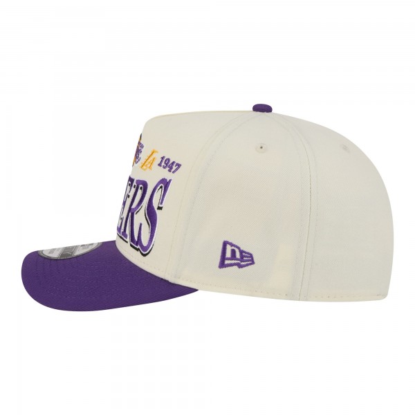 Бейсболка Los Angeles Lakers New Era Cream/Purple Stretched 2-Tone A-Frame 9FIFTY