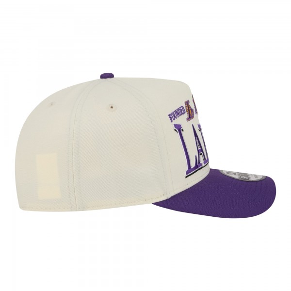 Бейсболка Los Angeles Lakers New Era Cream/Purple Stretched 2-Tone A-Frame 9FIFTY